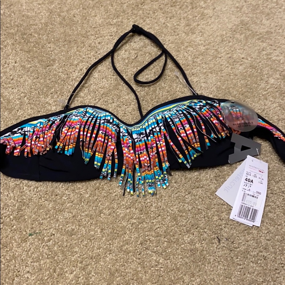 Multi-Color Fringe Bandeau Bikini Top